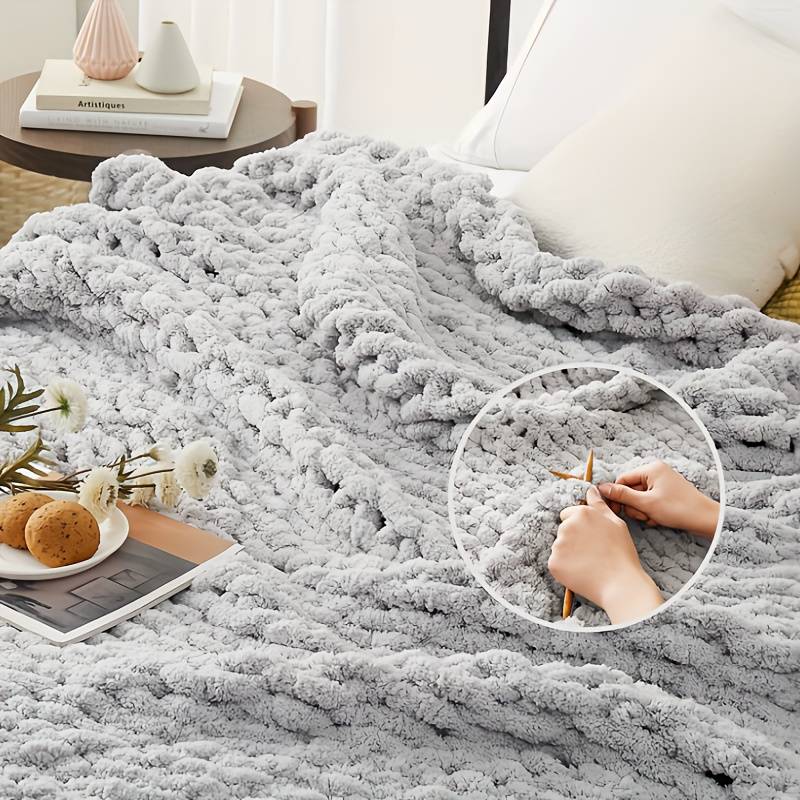 Chunky Yarn Knit Blanket 100% Hand woven Chenille Blanket - Temu Austria